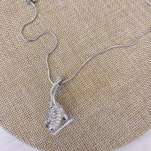 Girls Silver Figure Skating Necklace New